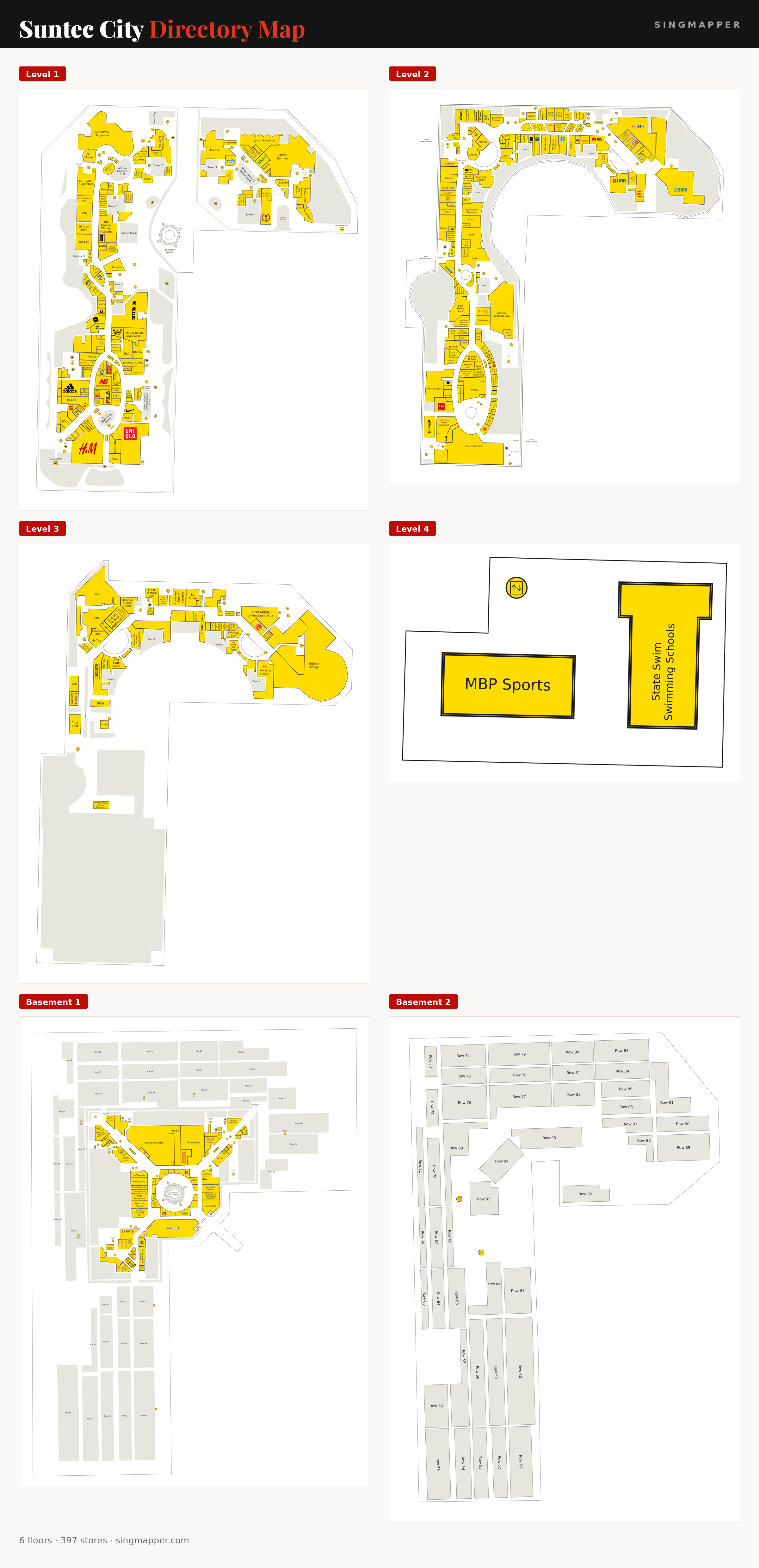 Suntec City directory map: all floor plans with store locations