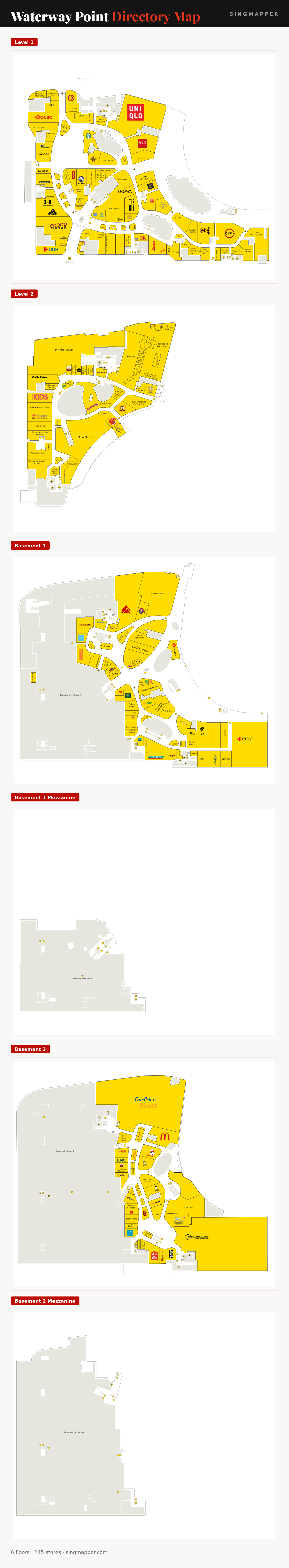 Waterway Point directory map: all floor plans with store locations